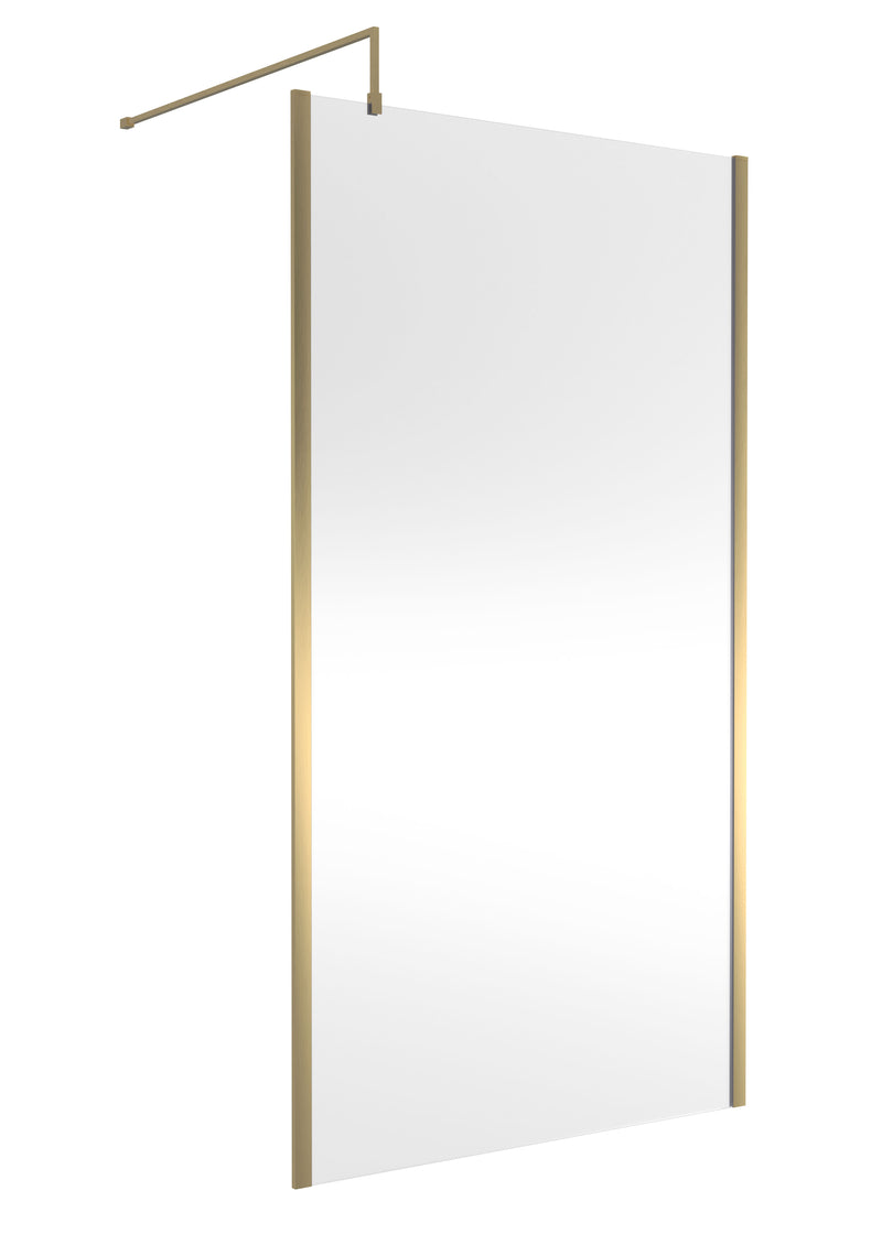 Nuie Outer Frame Wetroom Screen 1850mm (All Sizes) in 1100mm Brushed Brass (WRSCOBB11)