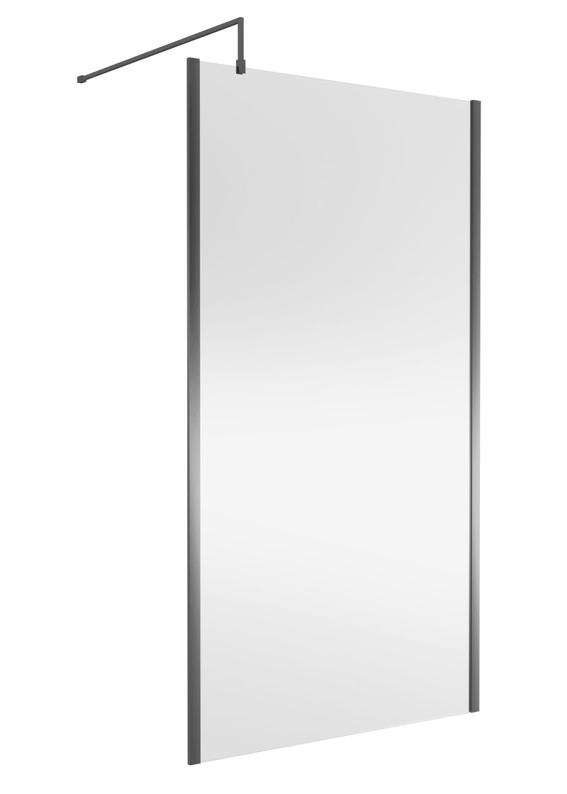 Nuie Outer Frame Wetroom Screen 1850mm (All Sizes) in 1100mm Brushed Pewter (WRSCOGM11)