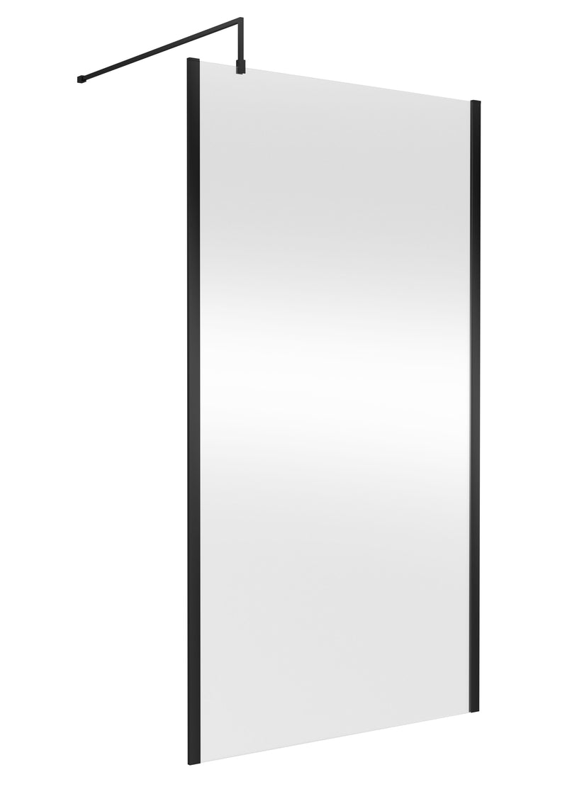 Nuie Outer Frame Wetroom Screen 1850mm (All Sizes) in 1100mm Matt Black (WRSCOBP11)