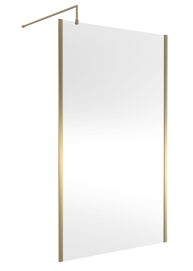 Nuie Outer Frame Wetroom Screen 1850mm (All Sizes) in 1200mm Brushed Brass (WRSCOBB12)
