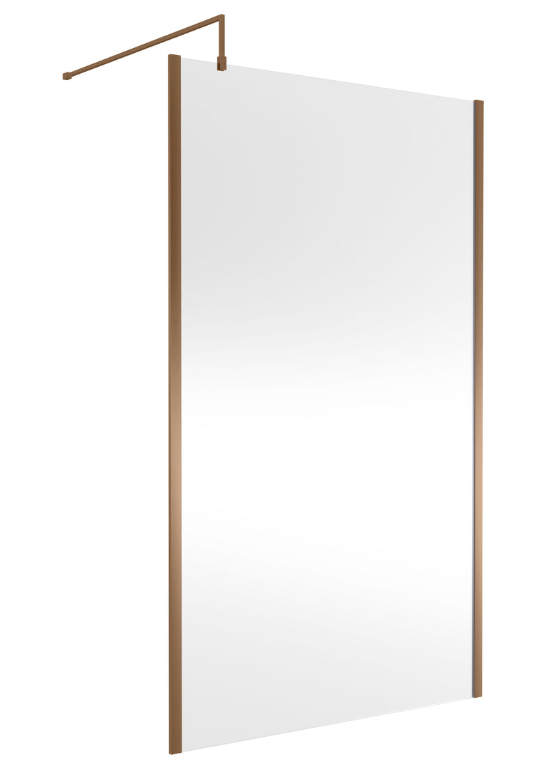 Nuie Outer Frame Wetroom Screen 1850mm (All Sizes) in 1200mm Brushed Bronze (WRSCOBZ12)
