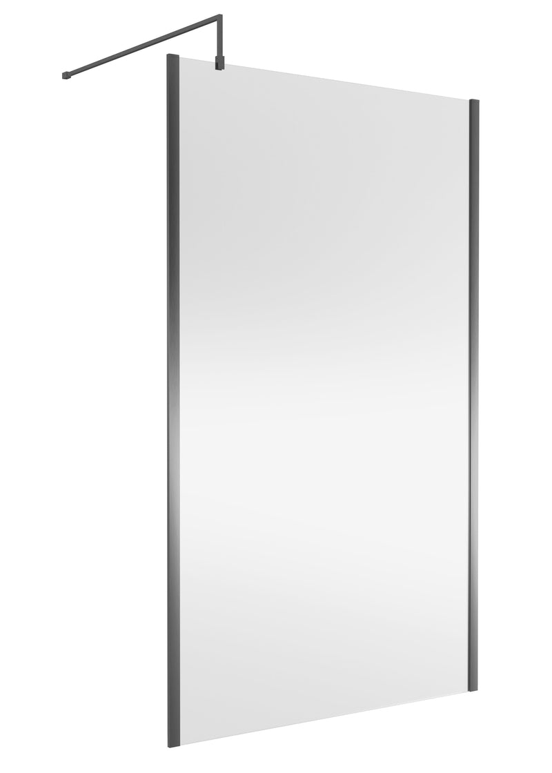 Nuie Outer Frame Wetroom Screen 1850mm (All Sizes) in 1200mm Brushed Pewter (WRSCOGM12)