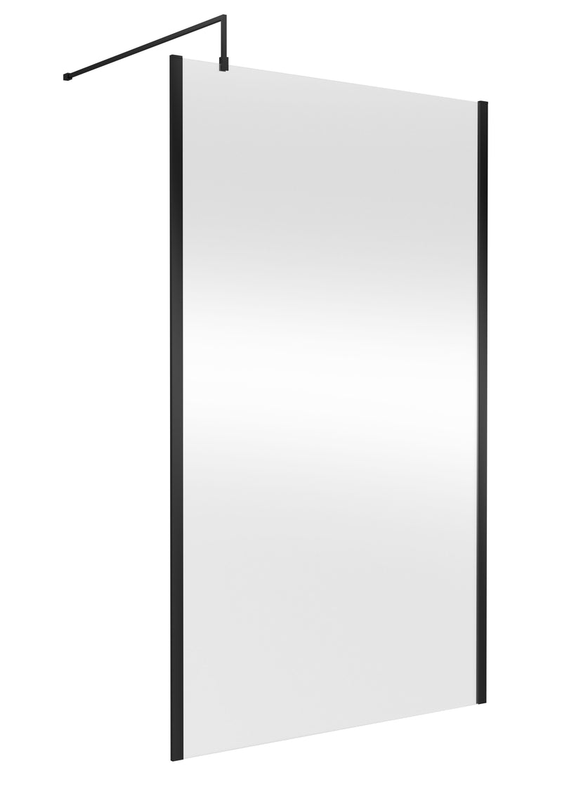 Nuie Outer Frame Wetroom Screen 1850mm (All Sizes) in 1200mm Matt Black (WRSCOBP12)
