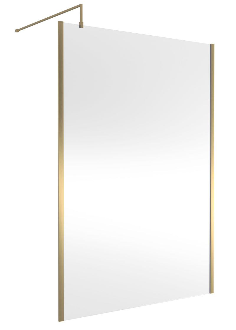 Nuie Outer Frame Wetroom Screen 1850mm (All Sizes) in 1400mm Brushed Brass (WRSCOBB14)