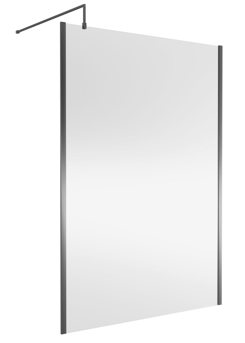 Nuie Outer Frame Wetroom Screen 1850mm (All Sizes) in 1400mm Brushed Pewter (WRSCOGM14)