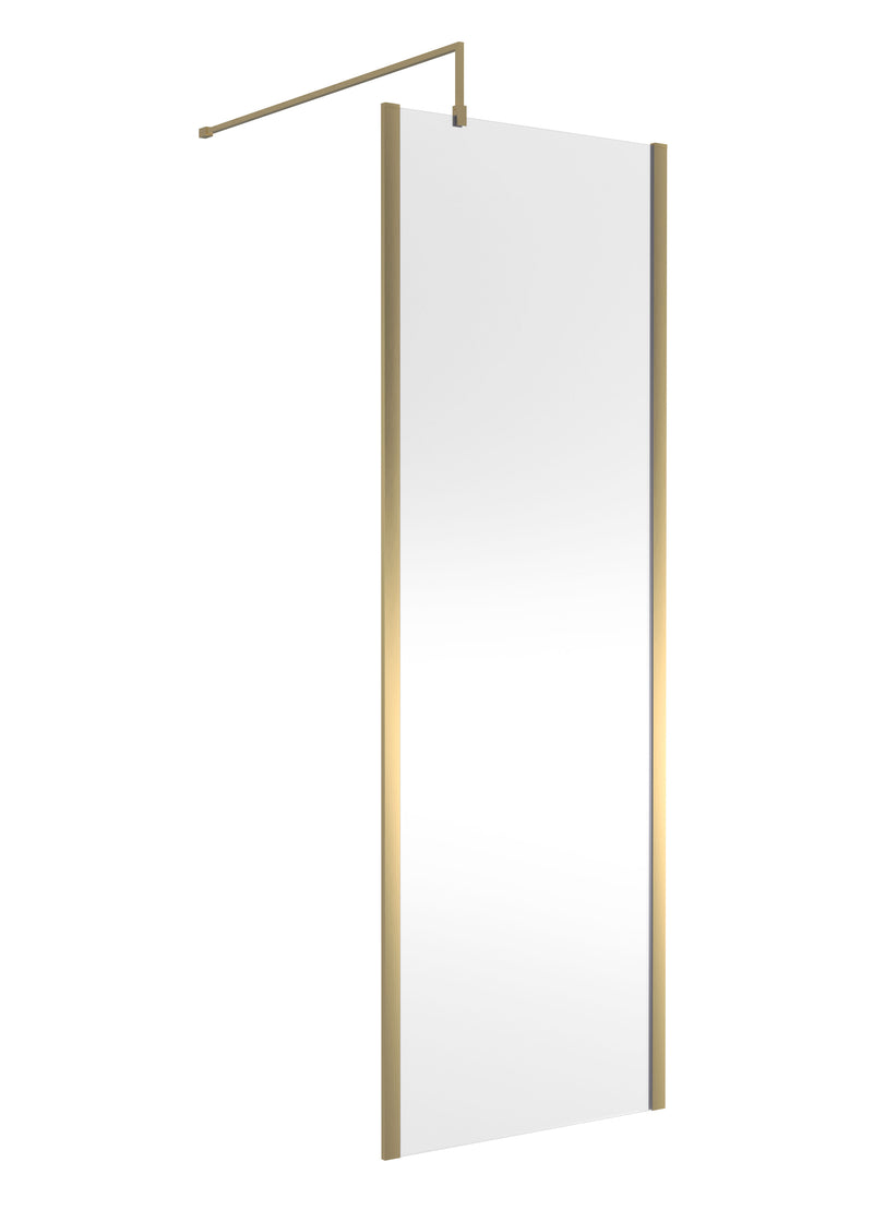 Nuie Outer Frame Wetroom Screen 1850mm (All Sizes) in 700mm Brushed Brass (WRSCOBB70)