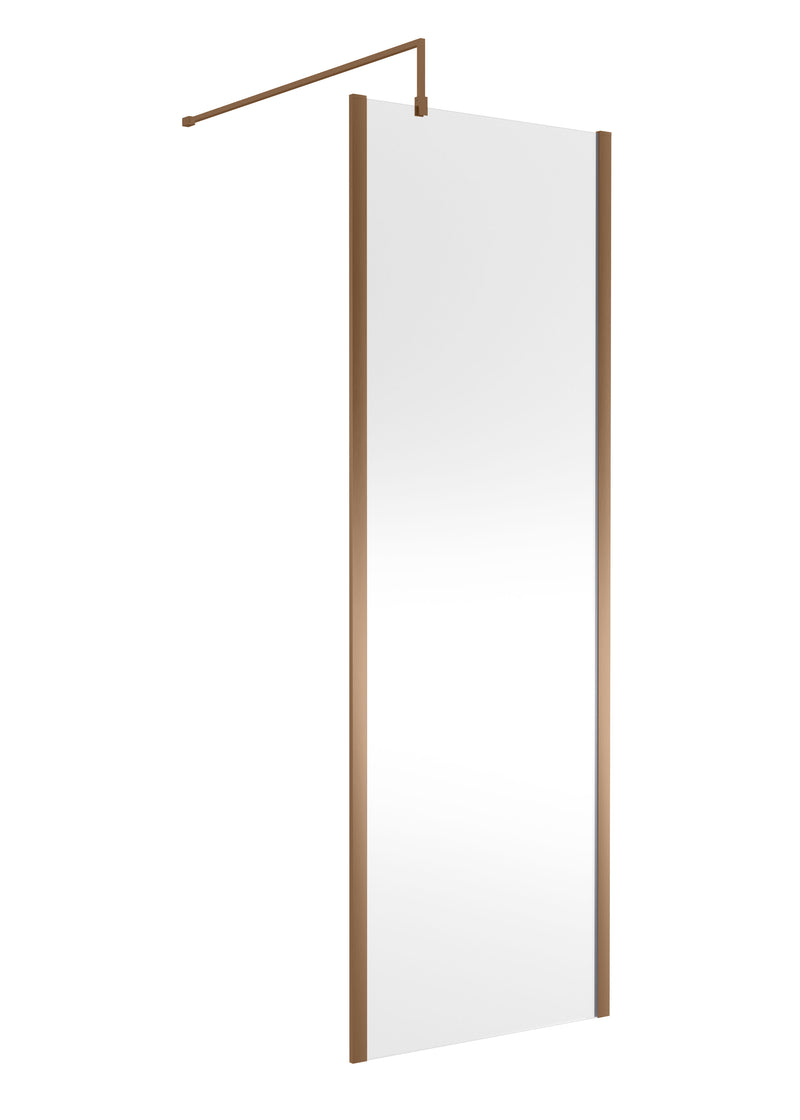 Nuie Outer Frame Wetroom Screen 1850mm (All Sizes) in 700mm Brushed Bronze (WRSCOBZ70)