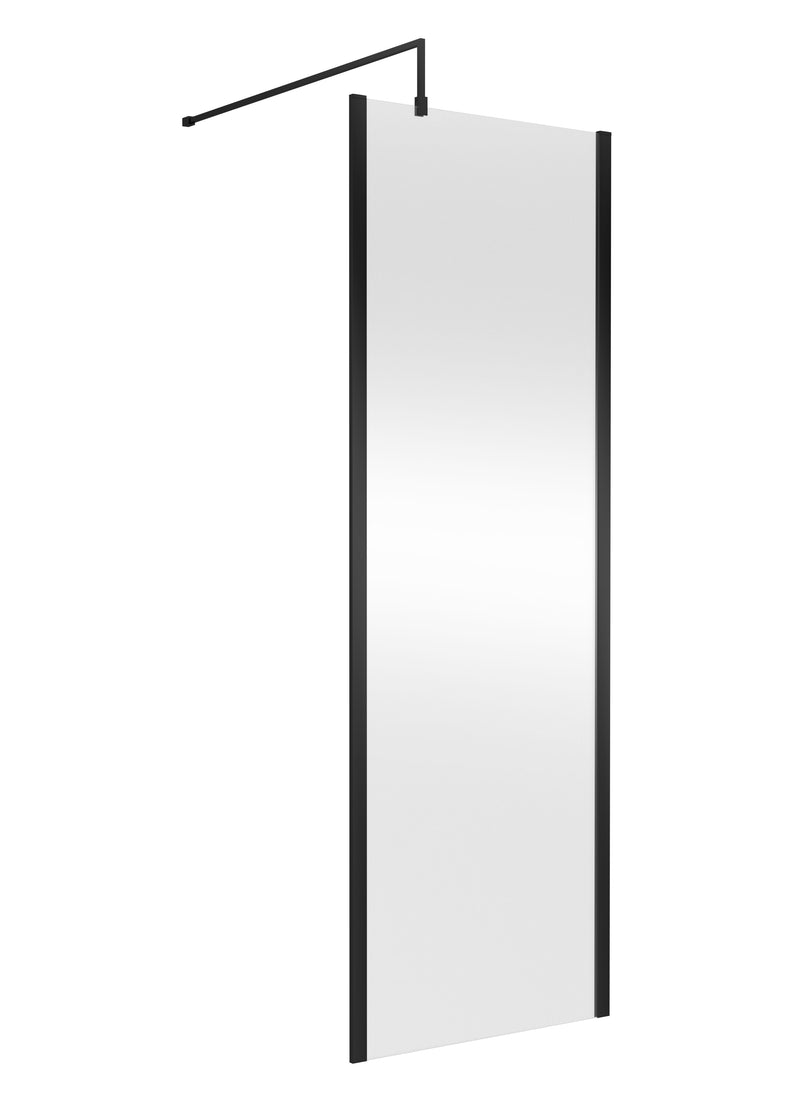 Nuie Outer Frame Wetroom Screen 1850mm (All Sizes) in 700mm Matt Black (WRSCOBP70)