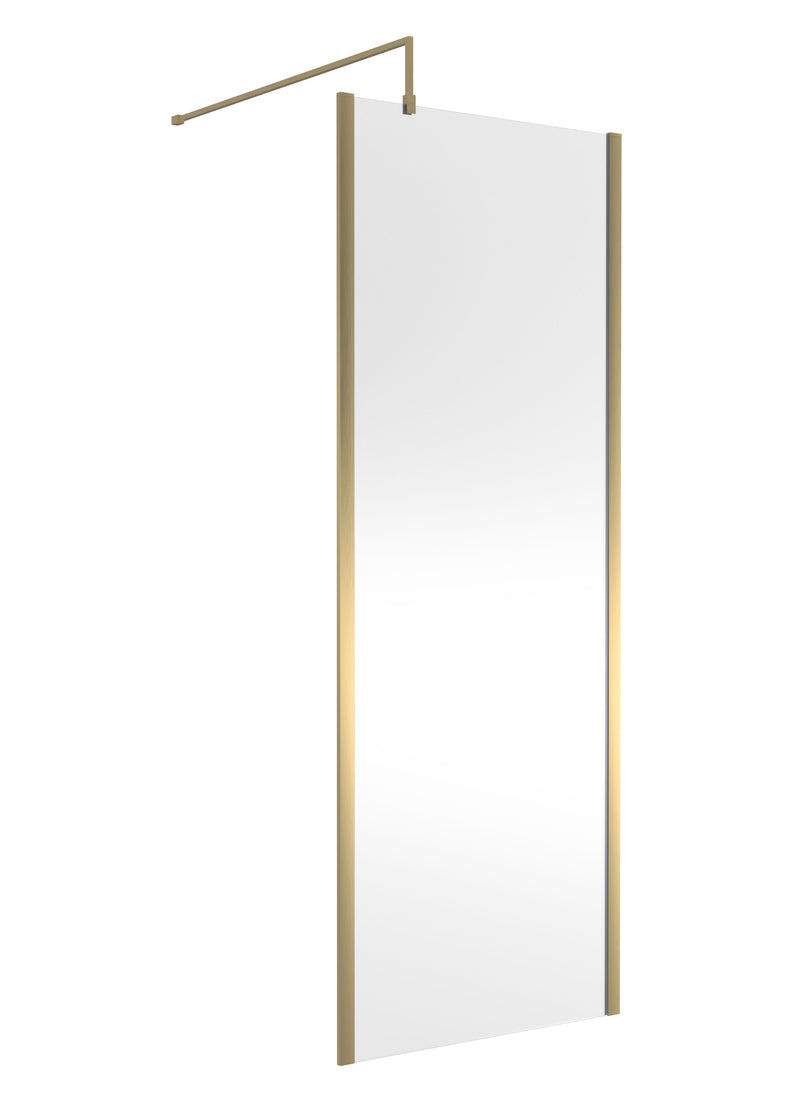 Nuie Outer Frame Wetroom Screen 1850mm (All Sizes) in 760mm Brushed Brass (WRSCOBB76)