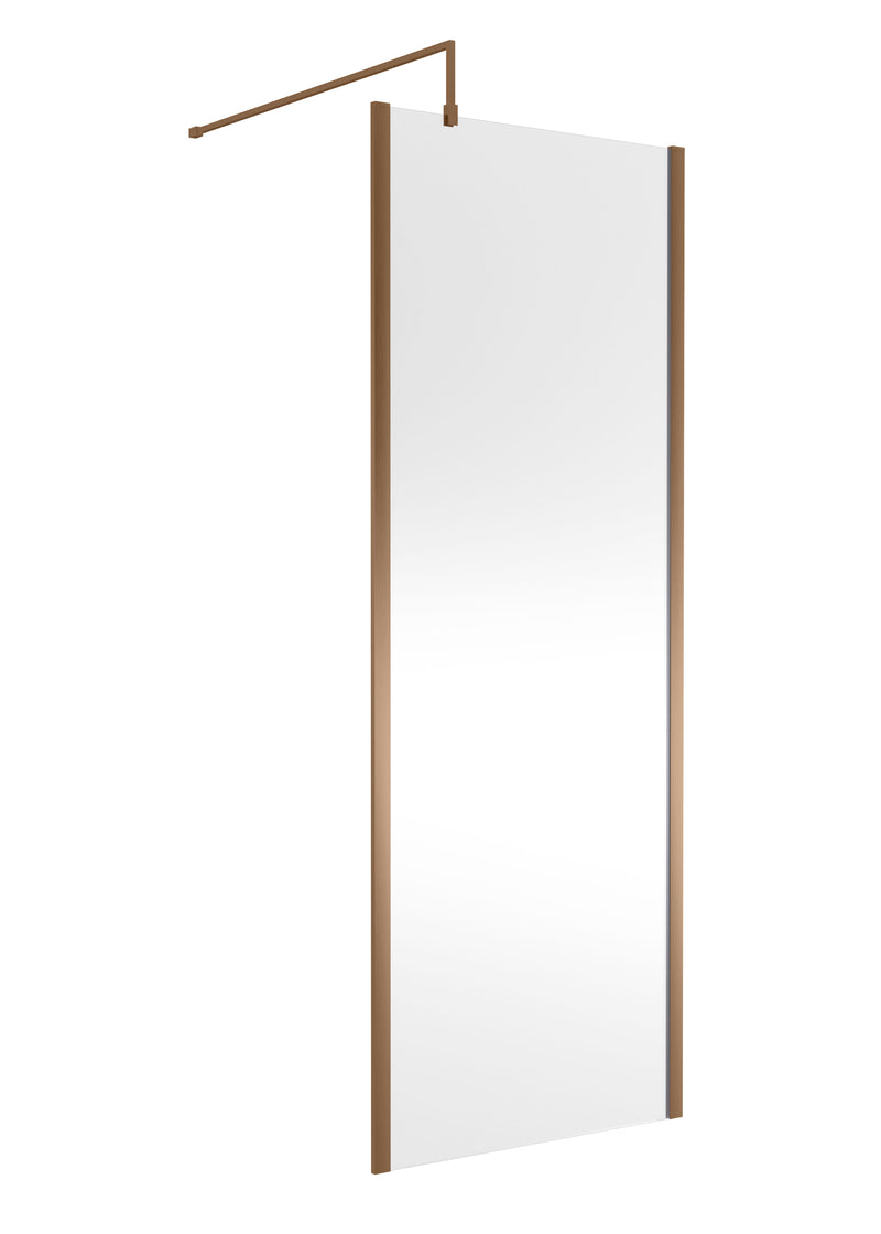 Nuie Outer Frame Wetroom Screen 1850mm (All Sizes) in 760mm Brushed Bronze (WRSCOBZ76)