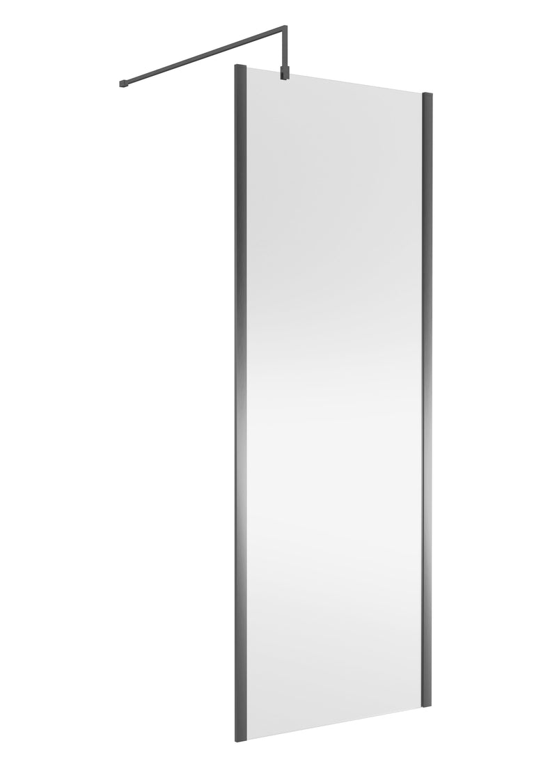 Nuie Outer Frame Wetroom Screen 1850mm (All Sizes) in 760mm Brushed Pewter (WRSCOGM76)