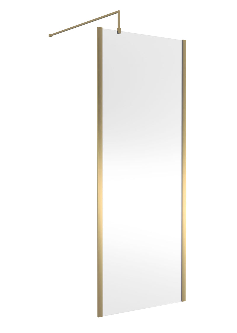 Nuie Outer Frame Wetroom Screen 1850mm (All Sizes) in 800mm Brushed Brass (WRSCOBB80)