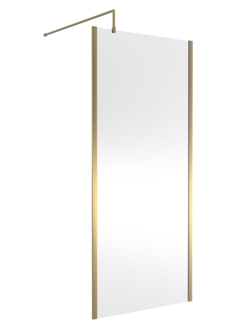 Nuie Outer Frame Wetroom Screen 1850mm (All Sizes) in 900mm Brushed Brass (WRSCOBB90)