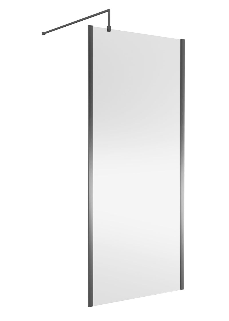 Nuie Outer Frame Wetroom Screen 1850mm (All Sizes) in 900mm Brushed Pewter (WRSCOGM90)