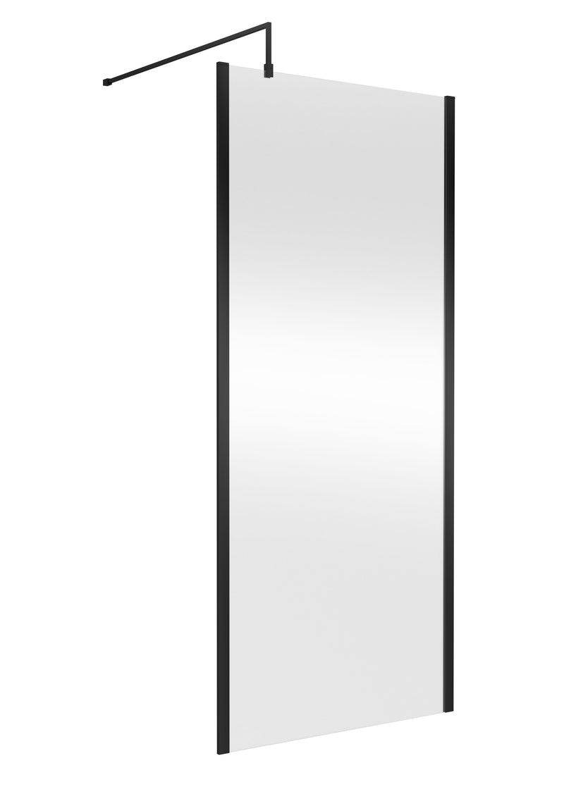 Nuie Outer Frame Wetroom Screen 1850mm (All Sizes) in 900mm Matt Black (WRSCOBP90)