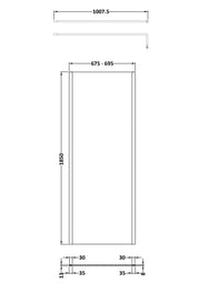 Nuie Outer Frame Wetroom Screen 1850mm (All Sizes) line drawing