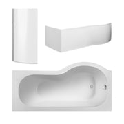 Nuie P-Shaped Shower Bath Set with Screen, Panel & Legs (All Sizes) in 1700mm Left Hand (SBATH22)