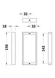 Nuie Pacific Square Enclosure Handle Black (HAN1005FA) line drawing