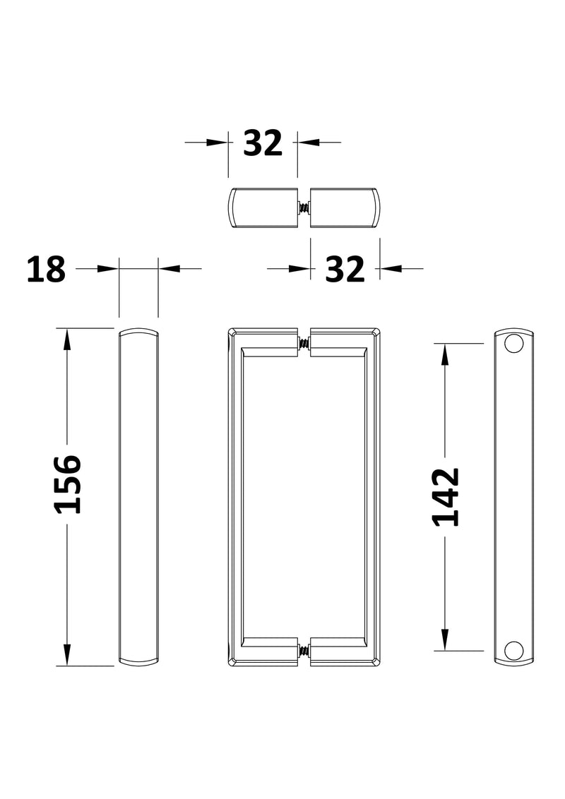 Nuie Pacific Square Enclosure Handle Black (HAN1005FA) line drawing