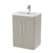 Nuie Parade 600mm 2 door floor standing vanity unit with thin edge basin in Pebble Grey