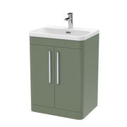 Nuie Parade 600mm 2 door floor standing vanity unit with thin edge basin in Satin Green