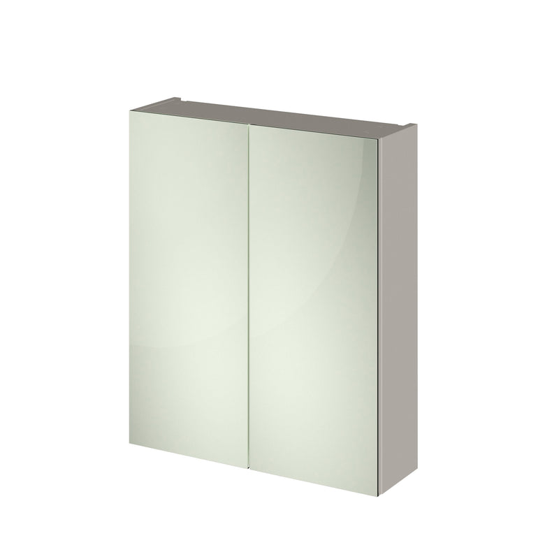 Nuie Parade 600mm wall hung 50/50 mirror cabinet in Pebble Grey