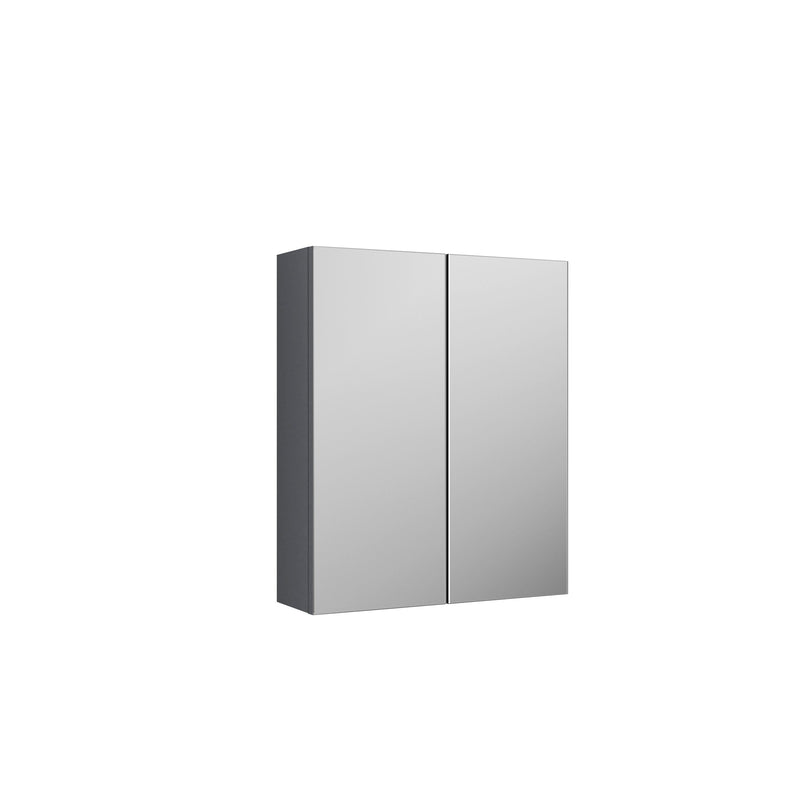 Nuie Parade 600mm wall hung 50/50 mirror cabinet in Satin Grey