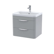 Nuie Parade 600mm 2 drawer wall hung vanity unit with polymarble basin in Satin Grey