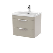Nuie Parade 600mm 2 drawer wall hung vanity unit with thin edge basin in Pebble Grey