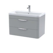 Nuie Parade 800mm 2 drawer wall hung vanity unit with polymarble basin in Satin Grey