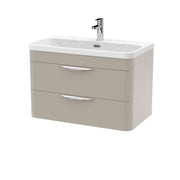 Nuie Parade 800mm 2 drawer wall hung vanity unit with thin edge basin in Pebble Grey