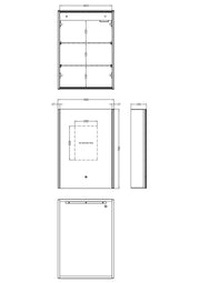 Nuie Pavo 500 x 700mm Mirror Cabinet with Demister (LQ093) line drawing