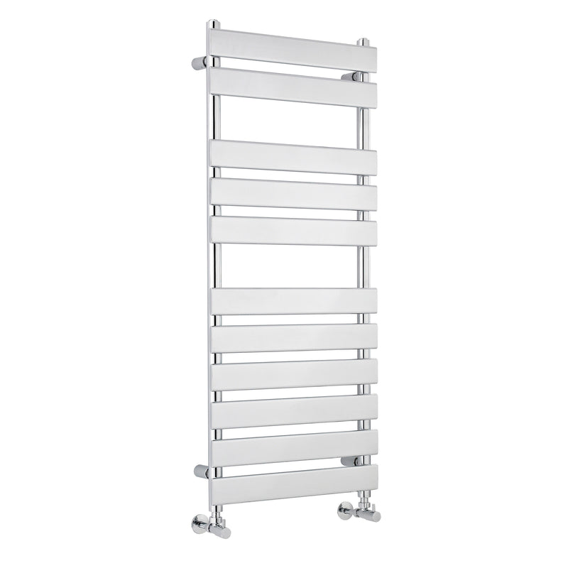 Nuie Piazza Chrome 1200 x 500mm horizontal heated towel rail