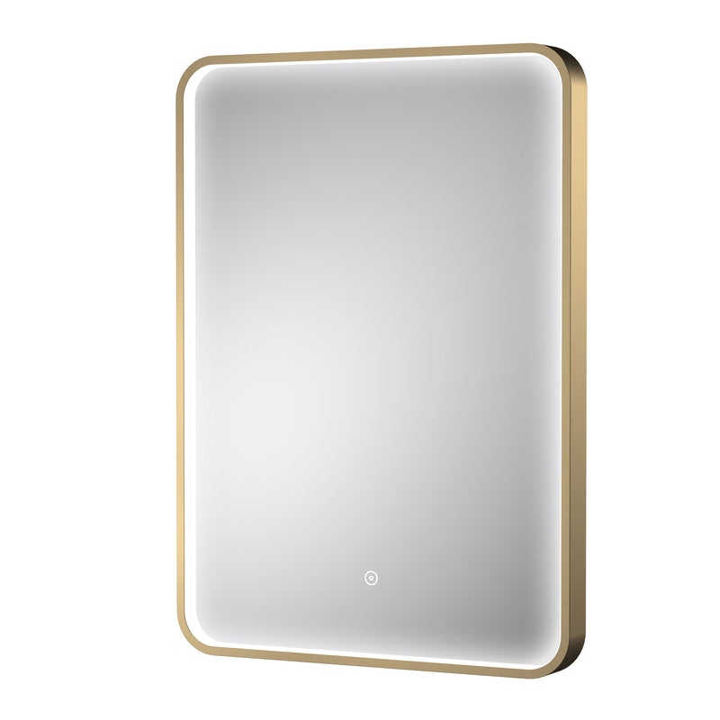 Nuie Pictor 500x700mm Brushed Brass inset frame LED touch sensor mirror