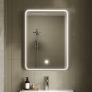 Nuie Pictor 500x700mm LED touch sensor mirror in a contemporary bathroom