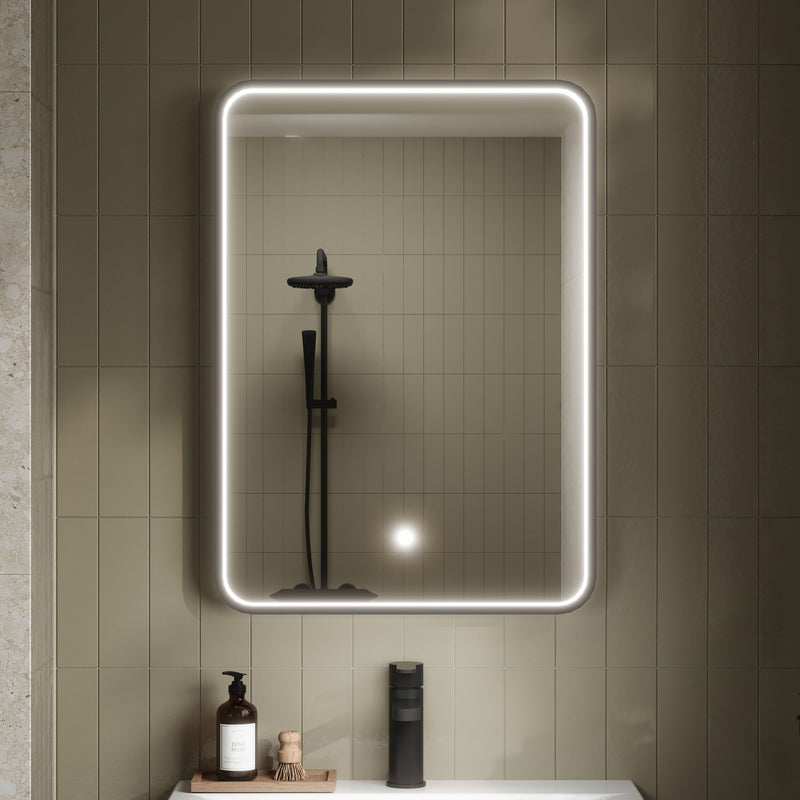 Nuie Pictor LED touch sensor mirror in a modern bathroom