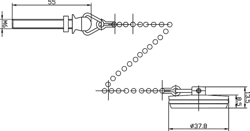 Nuie Plug & Chain Basin Waste Chrome (E343) line drawing