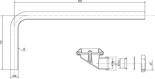 Nuie Plug & Chain Bath Waste Chrome (EA381) line drawing