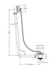 Nuie Plug & Chain Bath Waste Chrome (EA385) line drawing
