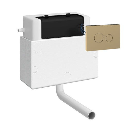 Nuie Pneumatic Concealed Cistern with Brushed Brass Round Dual Flush Button