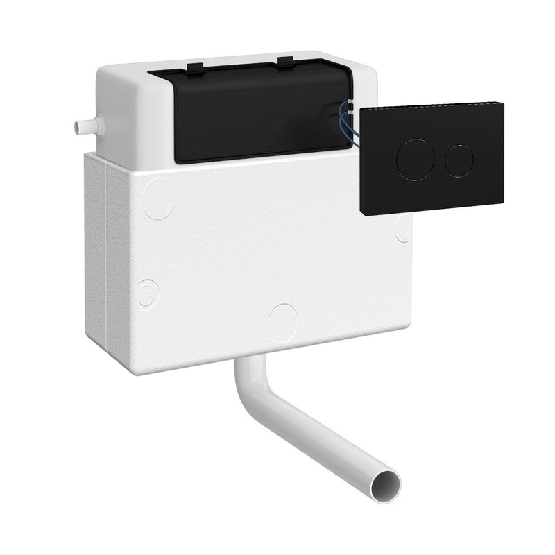 Nuie Pneumatic Concealed Cistern with Matt Black Round Dual Flush Button