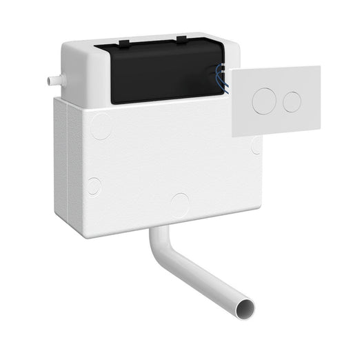 Nuie Pneumatic Concealed Cistern with Matt White Round Dual Flush Button