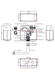Nuie Pneumatic Concealed Cistern with Shroud dimensioned line drawing