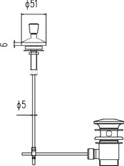 Nuie Pop Up Basin Waste Chrome (E307) line drawing