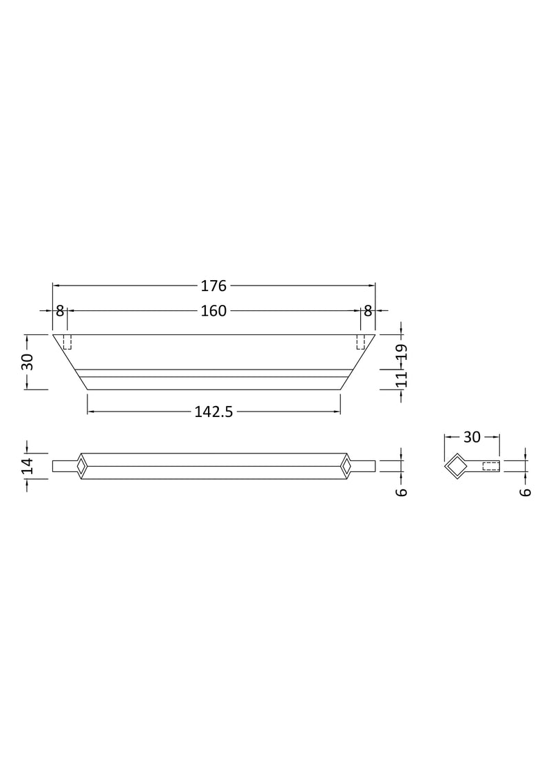 Nuie Profile Furniture Handles (All Sizes) line drawing