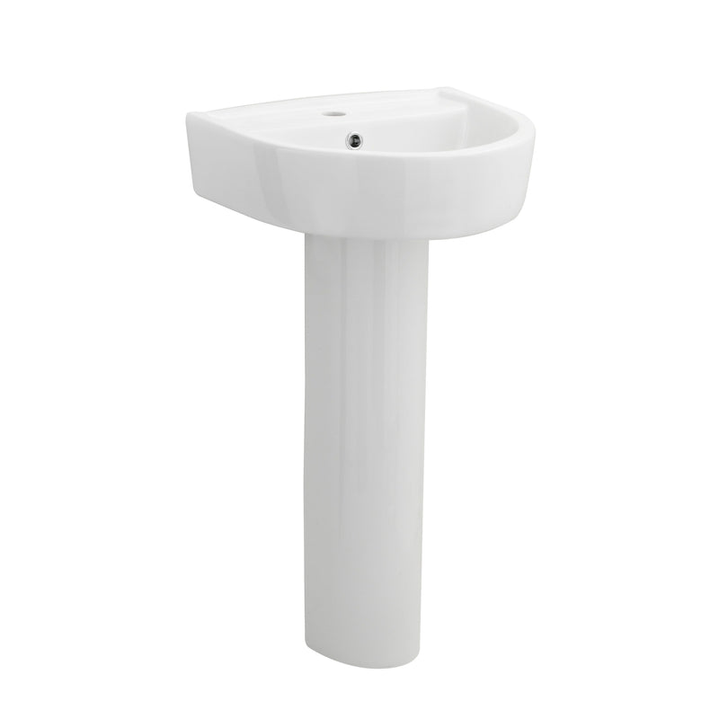 Nuie Provost 420mm 1 tap hole ceramic basin and full pedestal in white