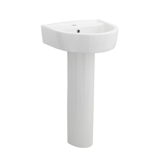 Nuie Provost 420mm 1 tap hole ceramic basin and full pedestal in white