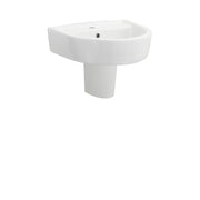 Nuie Provost 420mm 1 tap hole ceramic basin and semi pedestal in white