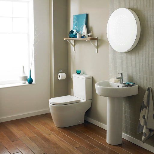 Nuie Provost 520mm basin and pedestal in a contemporary bathroom