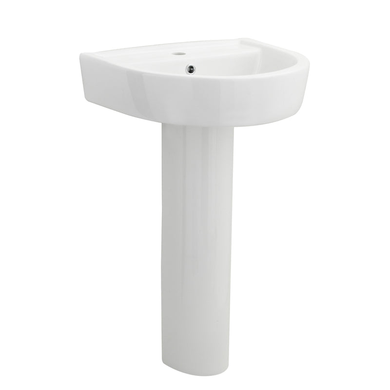 Nuie Provost 520mm 1 tap hole ceramic basin and full pedestal in white